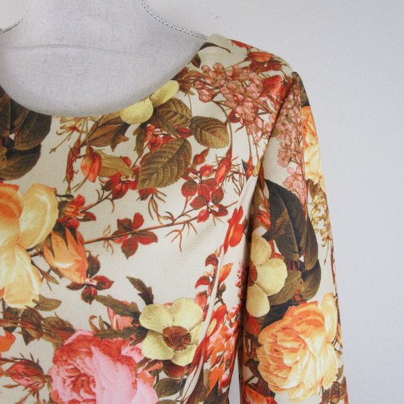 SOLDTalbots Golden Orange Autumn Floral Sheath Dress 8 - Picture 4 of 10